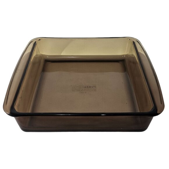 Pyrex Square Brown Baking Dish 8" Fireside glass casserole 2lt/qt cake pan 222 - Picture 1 of 9